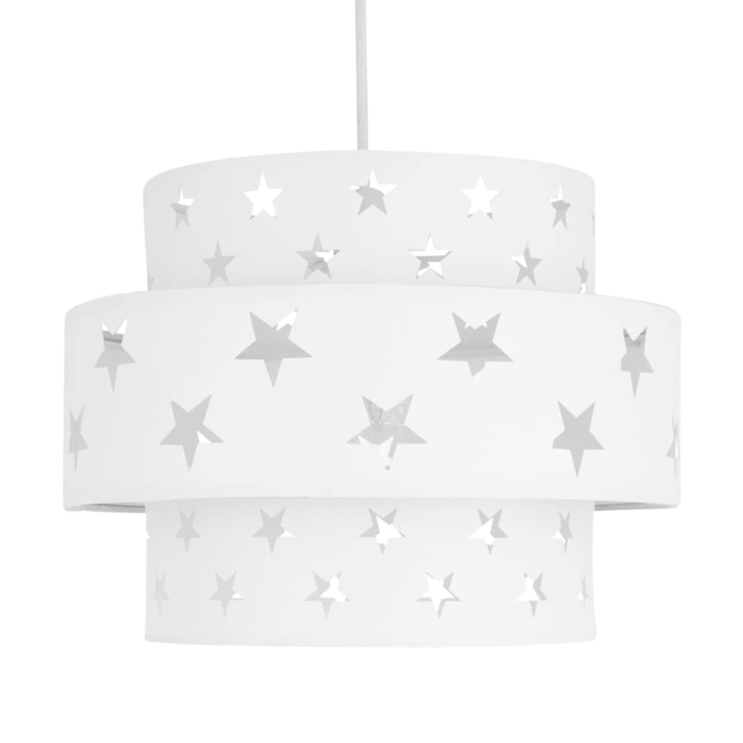 Easy Fit Light Shade White Star Design 2 Tier Ceiling Lighting Boys Bedroom