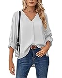 camisa formal para mujer 2. Característica: se puede usar como manga larga, manga 3/4, media manga o manga corta, por lo que es adecuado para todas las estaciones: primavera, verano, otoño o invierno.
