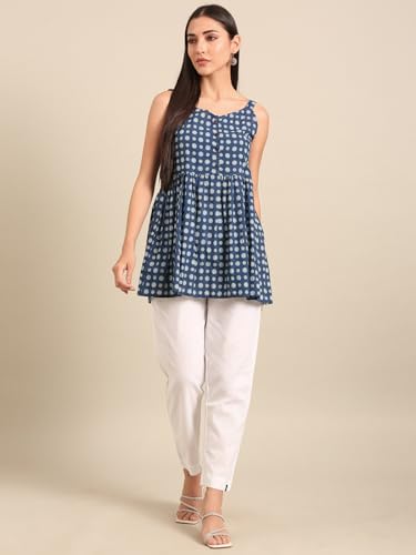 Image of TWIN BIRDS Women Cotton Straight Fit Pants | Ethnic Casual Daily Trousers