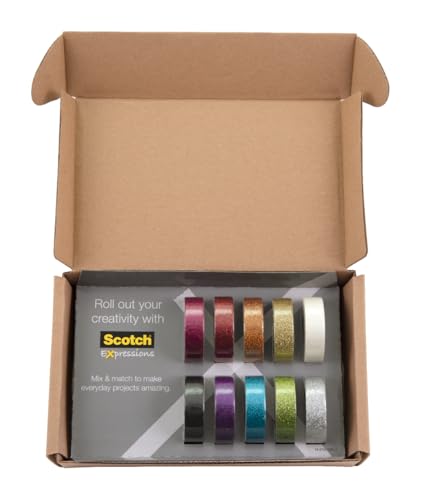 Image of Scotch Glitter Washi Tape, 10 Rolls, Great for Holiday DIY and Wrapping, School Supplies, Craft Supplies, and Teacher Appreciation Gifts (Pack of 80)