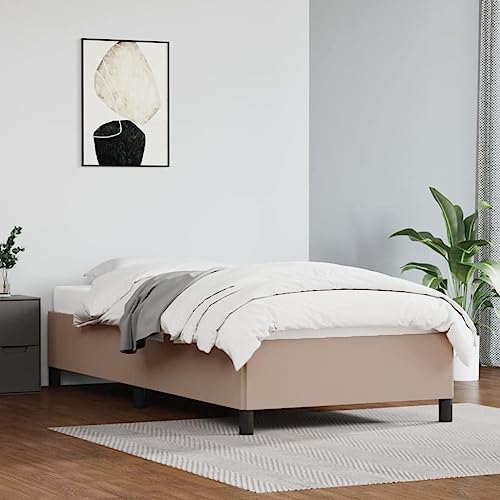 Teenpull Cappuccino-Braun Einzelbett 90x200 cm, Kunstleder Polsterbett mit Kopfteil, Robustes Plattformbett für erholsamen Schlaf, Schlafzimmer Möbel Teenpull Cappuccino-Braun Einzelbett 90x200 cm, Kunstleder Polsterbett mit Kopfteil, Robustes Plattformbett für erholsamen Schlaf, Schlafzimmer Möbel
