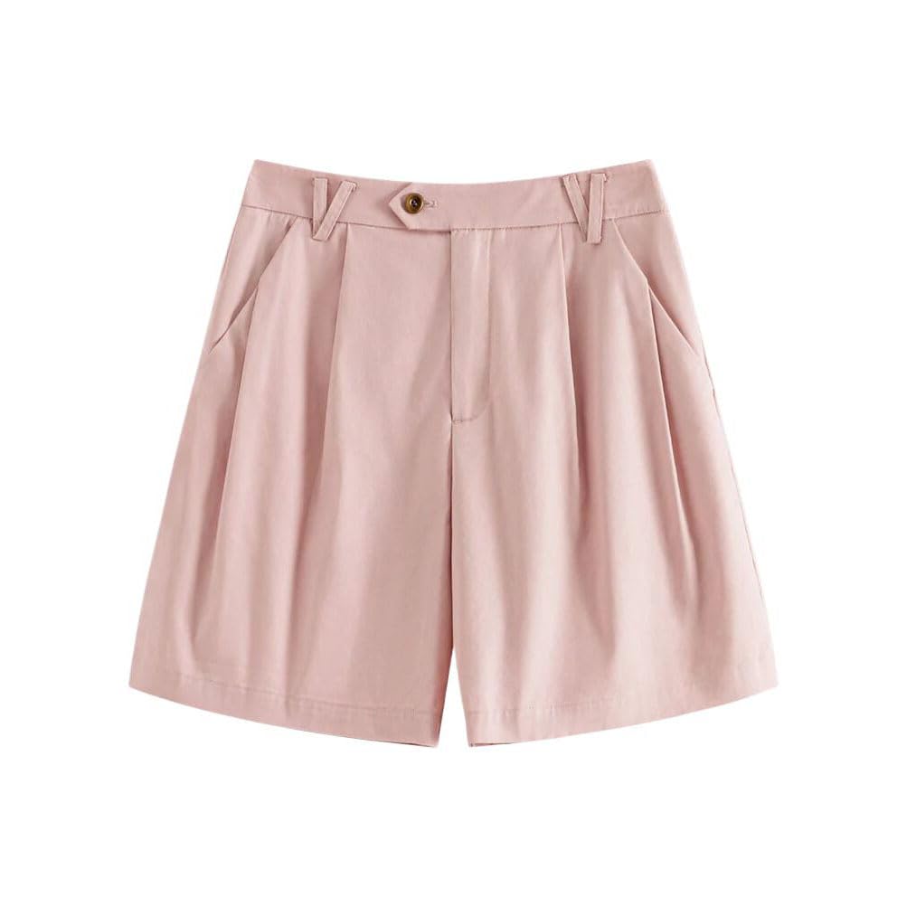 Pantalones cortos de verano para mujer, de cintura alta, pantalones cortos para mujer, rosa, L