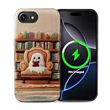 artslion for iPhone 16E Case for Women Girl Men Boy, Compatible with MagSafe, Shockproof Soft Silicone & Hard PC Shell Protective Case for iPhone 16E - Cute Ghost Bookish Fall Vibes