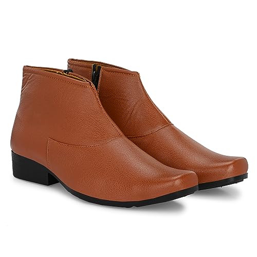 Shoe Island ® Chelsea-X ™ Fashionable White Leather Zipper High Ankle Length Casual Long Chelsea Boots for Men (IM8200)