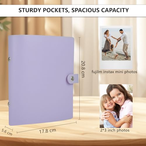 Fotoalbum mit 320 Taschen – Passend für Fujifilm Instax Mini 9 8 90 40 7 11 12 Evo LiPlay Sofortbildkamera, Kompatibel mit Polaroid Snap PIC-300, Kodak Zink Fotopapier (54x86 mm)(Lila)
