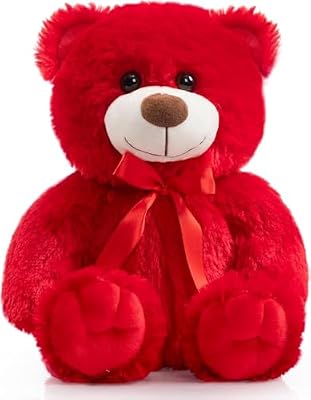 BEJOY Oso de peluche, suave oso de peluche, bonito peluche, Navidad Año Nuevo, 36 cm, rojo | Ya disponible en tu tienda friki favorita! En mundofriki.es!