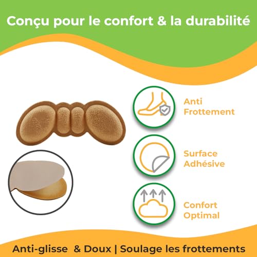 Coussinets Talon Type Papillon Beige – 6 Paires Slim Feet Pro | Mousse Mémoire Confort, Réutilisable & Antidérapant pour Chaussures Homme/Femme – vue 3