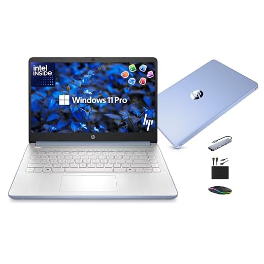 HP 14” Laptop Ultra-Portable Computer 2026 Student Business, MS Office, Copilot AI, Intel 4-Core CPU, 4GB RAM, 628GB Storage (128GB UFS+500GB Ext), Long Battery, MaxsolAccessory, Win 11 Pro, Sky Blue