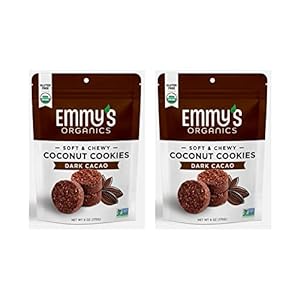 Emmy’s Organics Dark Cacao Coconut Cookies, 6 oz (Pack of 2)