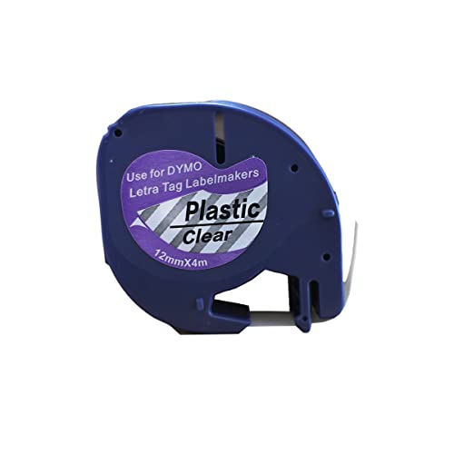 Fita Adesiva Plástica Compatível com 16952/12267 transparente incolor 12mm para Rotulador Dymo Letra