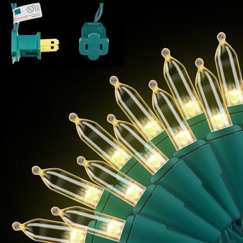 Mini Christmas Light Set - Clear with Green Tip - 10' White Wire - 50ct | Christmas Central Mini Christmas Light Set - Clear with Green Tip - 10' White Wire - 50ct | Christmas Central