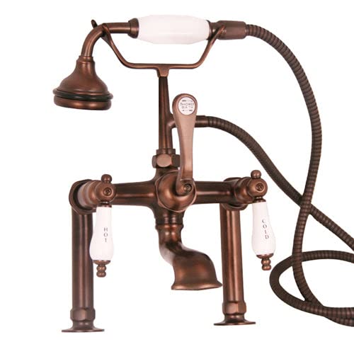 Clawfoot Tub Filler – Elephant Spout, Hand Held Shower, 6″ Elbow Mounts #TOP6