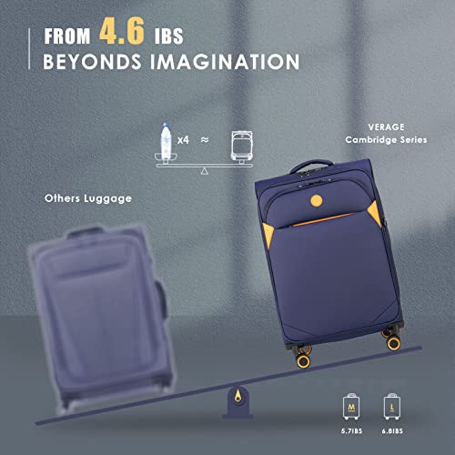 Verage 3-Piece Set Ultralight Luggage Sets Softside Expandable Suitcase with Spinner Wheel Navy (20/24/29)2