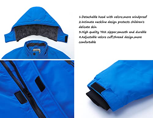 Image of WULFUL Boy's Waterproof Ski Jacket Warm Fleece Hooded Winter Snow Coat