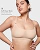 INLYRIC Women's Cosnufy Sheer Bralette - Cami Mesh Unlined No Padding See Through Wirefree Bralettes Pullover Beige Large