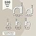 Juvale 500-Pack Round Cable Wire Clips for Wall Mounting, Extension Cord Holders, and Cable Management Staples in 5 Sizes for RJ45 Ethernet Connectors, Nails Included (4, 6, 8, 10 & 14mm, White)