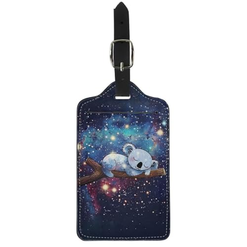 Upetstory Galaxy Koala Luggage Tags for Suitcase,Leather Suitcase Tag Set Privacy Protection Identifie Name Lable ID Card Baggage tag for Men Women Travel Accessories