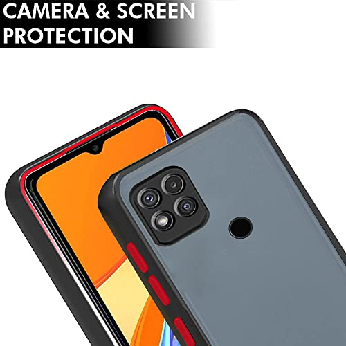 Image of TheGiftKart Translucent Smoked Matte Back Case Cover for Mi Redmi 9 / Redmi 9 Activ /Poco C31 | 360 Degree Protection Protective Hard Back (TPU & PC | Black Bumper)