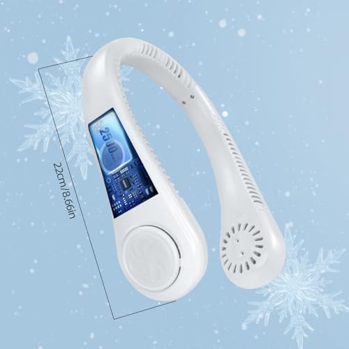 Jsdoin Portable Neck Fan, Neck Fans USB Rechargeable, 5 Speed Hanging Bladeless Fan,360 Degrees Airflow Neck Fans for Men Women Rechargeable (White) - View 4