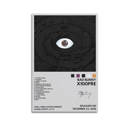 JTFCKH BAD BUNNY X100PRE - Póster de música de rapero firmado limitado para portada de álbum, lienzo, arte de pared, habitación, pósteres estéticos, música, aula, dormitorio, decoración de pared, arte