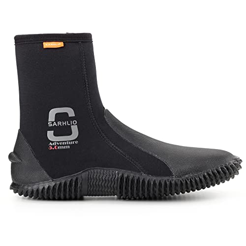 Sarhlio Neoprene Dive Boots Zippered Adventure 5Mm With Anti-Slip Sole For Water Sports Scuba Diving Snorkeling Rafting Kayaking Windsurfing(M8W9) Black #TOP5