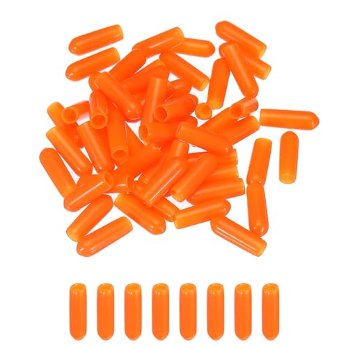 Image of MECCANIXITY 50pcs 4mm Rubber End Caps Cover PVC Vinyl Screw Thread Protector Round Wire Shelf Caps for Screw Bolt Pipe Fence Post, Orange