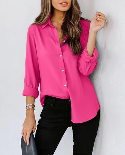 Image of siliteelon Striped Button Down Shirts Women Cotton Long Sleeve Work Blouses