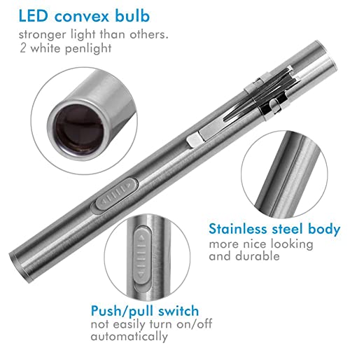 Luz de pluma de enfermera LEAGY pack de 2 linternas LED recargables USB en acero inoxidable 4