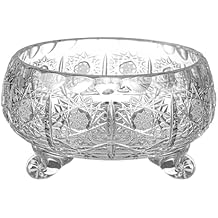 Barski Bowl - Glass - Hand Cut Crystal - Footed - 4" Diameter - for - Candies - Nuts - Chocolate - Small - Made in Europe
