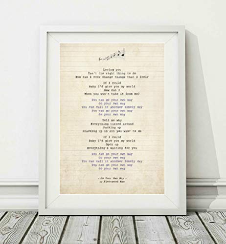 Image of Didymus Co Fleetwood Mac - Go Your Own Way - Song Lyric Art Poster Print (UNFRAMED) - Sizes A4 A3 (A3)