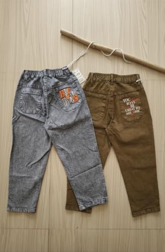 Image of Boys Cargo Pants, Kids Cargo Jeans with Pockets, Adjustable Waist, Stretch Denim Casual Pants for Boys