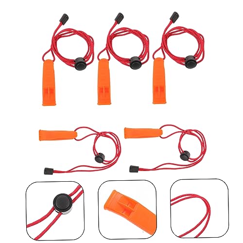 5 silbatos plásticos con cordón para emergencias y deportes miniatura 3