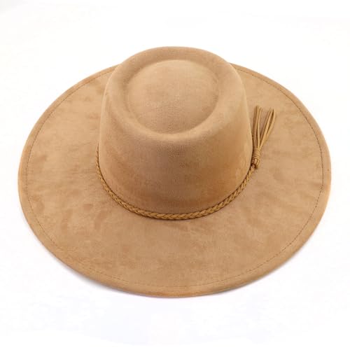 Image of LIDHAY Wide Brim Fedora Hat for Men Women Big Rancher Felt Hat Pork Pie Jazz Hat