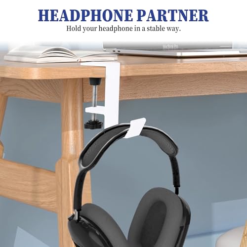 Jeffdad Kopfhörer Ständer Weiß, Headset Halterung Mit Doppelhaken Kopfhörerhalter Headphone Stand Schreibtisch Kopfhöreraufhänger Kopfhörer Clip Gaming Headset Halterung Halter (Weiß Einlagiger Haken)