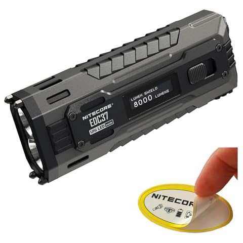 Nitecore EDC37 8000 Lumens Flat Shape Flashlight, USB-C Fast Charging with Digital OLED Display and Safety Lock Sticker Cover