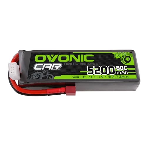 OVONIC 3S Lipo Battery 5200mAh 11.1V 80C RC Battery with Dean-Style T Connector for RC Car Boat Truck Helicopter Airplane Racing Models