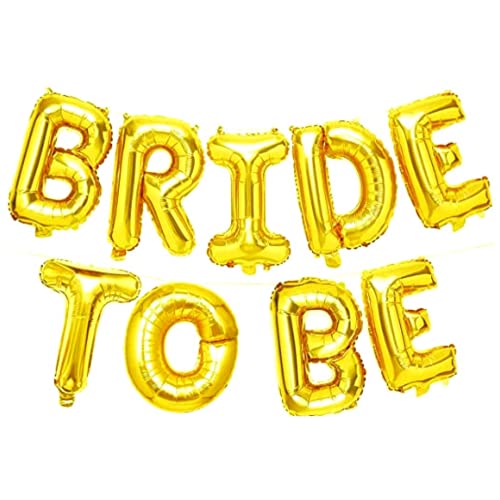 Propsicle 16" Inch Bachelorette Party Theme Golden Bride to Be Balloon Foil Material Letter Balloon Banner Bridal Shower Haldi Ceremony Decoration - Pack of 9