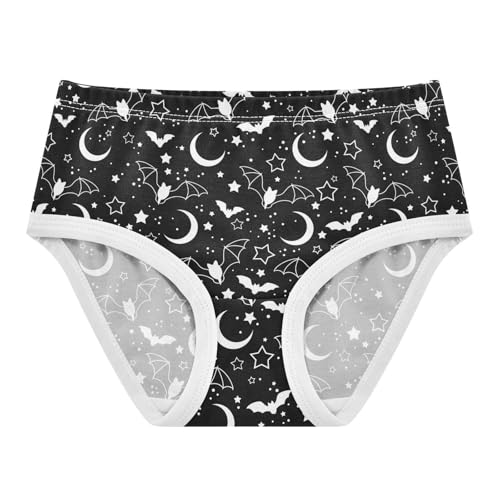Little Girls' Soft Cotton Underwear Kids Breathable Comfort Halloween Bats Moons Star Panties Briefs Toddler