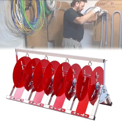 Foldable Wire Spool Holder, Portable Cable Caddy Rack Dispenser for 9-Inch Reels, Durable Steel Reel Stand for Easy Storage and Organization, Perfect for DIY and Workshop Use