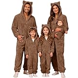 Pijama genérico para padres e hijos con capucha con diseño de animales orejas de gatito, unisex, disfraz familiar para Navidad, juegos de fiesta y noche, mono de una pieza para niñas y niños, 14-café