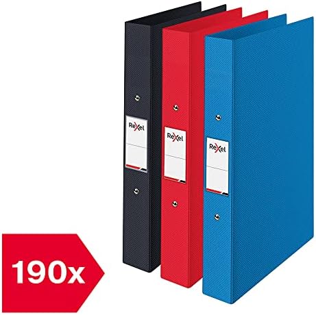 Rexel Choices 2115710 segregator pierścieniowy, opakowanie 3, A4, 25 mm (czarny, czerwony, niebieski)