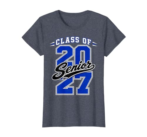 Class of 2027 Senior 2027 Graduation Graduate T-Shirt, Women, Heather Blue, 3X-Large