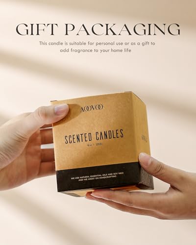 AOOVOO Duftkerzen Männer im Glas - Mahagoni & Teakholz duftend, Natürliche Sojawachskerze Geschenk für Frauen Männer, 255g, 50 Stunden Brenndauer