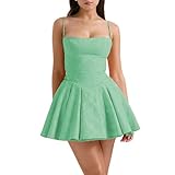 Women's Dress Satin Floral Jacquard Sleeveless Bowknot Classical Mini Sexy Dress for Women Green