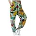 MJGkhiy Pantalones de presión para mujer, para deporte, báscula media, ramo de flores, con bolsillos, pantalones para exterior, impermeables, transpirables, verde, XL