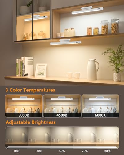 Image of WILLED 3W Motion Sensor Magnetic Light Bar, Eye-Care Rechargeable Closet Light with Battery Level Display, Mirror Lights Stick on, Led Light Bar for Cabinet, Closet, Desk and Bathroom