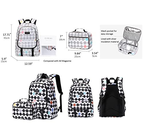 Etaishow Geometric Star Prints Backpack Set For Girls Elementary Middle School 2Pcs Kids Bookbag With Lunch Box #TOP2
