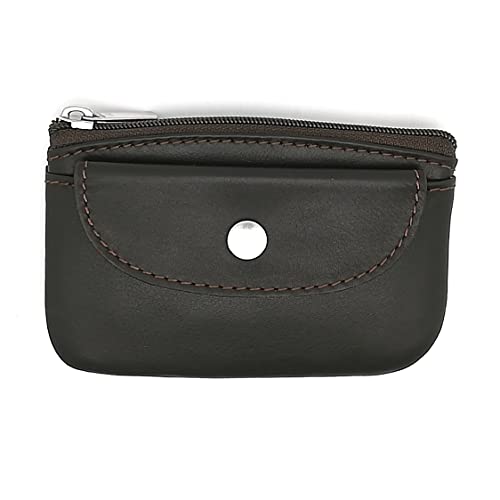 Monedero de Piel con 1 Cremalleras y Solapa - Hecho a Mano - 10013 Marron