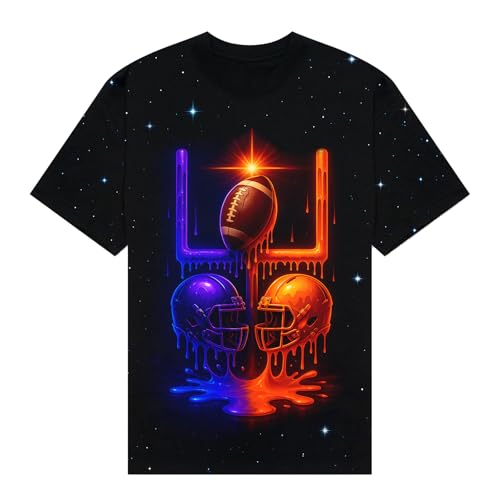 Football Drip T Shirt Gift - Neon Streetwear Design for Fans, Game Day Tailgate Shirt for Men Women Adult Unisex