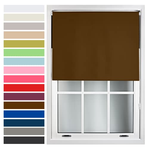 FURNISHED Custom-Made Premium Roller Blinds - Blackout Window Blinds with Metal Fittings - Thermal Insulated and Energy-Efficient - Made to Measure Brown, 60cm x 165cm